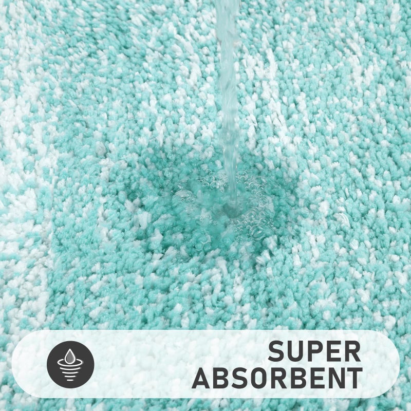 Bsmathom Bathroom Rugs Sets 4 Piece, Soft Absorbent Microfiber Bath Rugs with U-Shaped Contour Toilet Rug and Toilet Lid Cover, Thick Non-Slip Plush Shaggy Bath Mat Set,Teal - Image 4