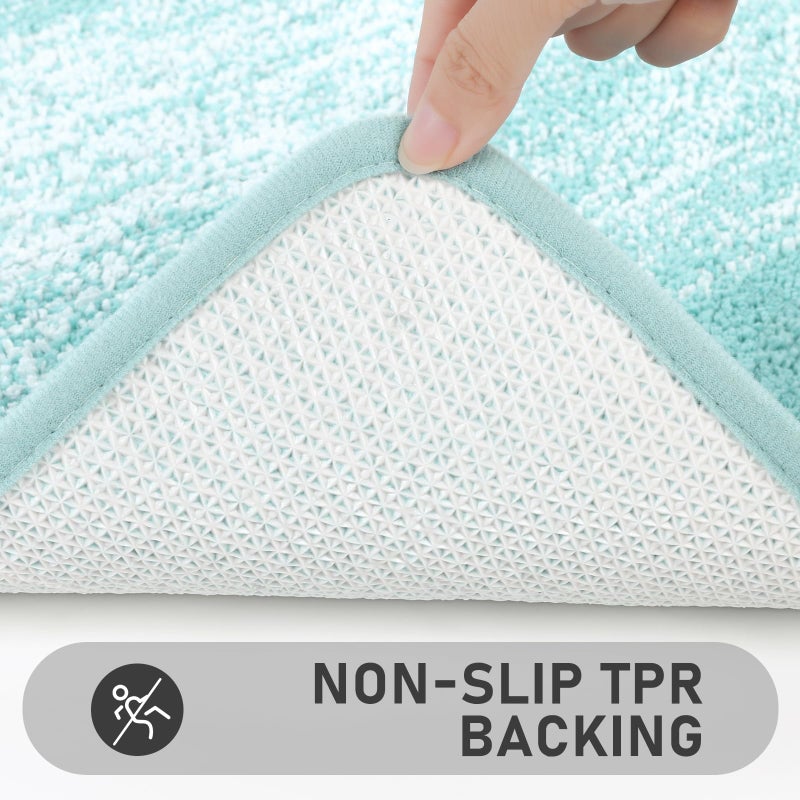Bsmathom Bathroom Rugs Sets 4 Piece, Soft Absorbent Microfiber Bath Rugs with U-Shaped Contour Toilet Rug and Toilet Lid Cover, Thick Non-Slip Plush Shaggy Bath Mat Set,Teal - Image 5