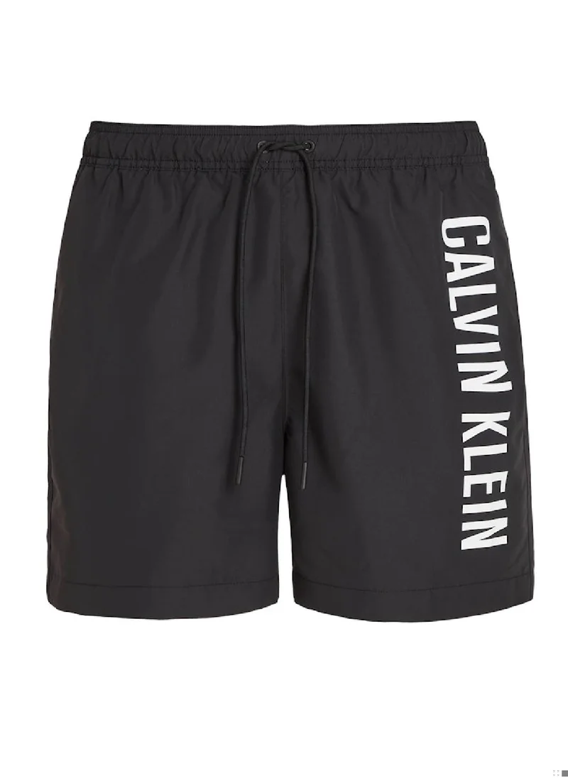 Calvin Klein Jeans Men's Medium Drawstring Swim Shorts - Intense Power - Polyester, Black