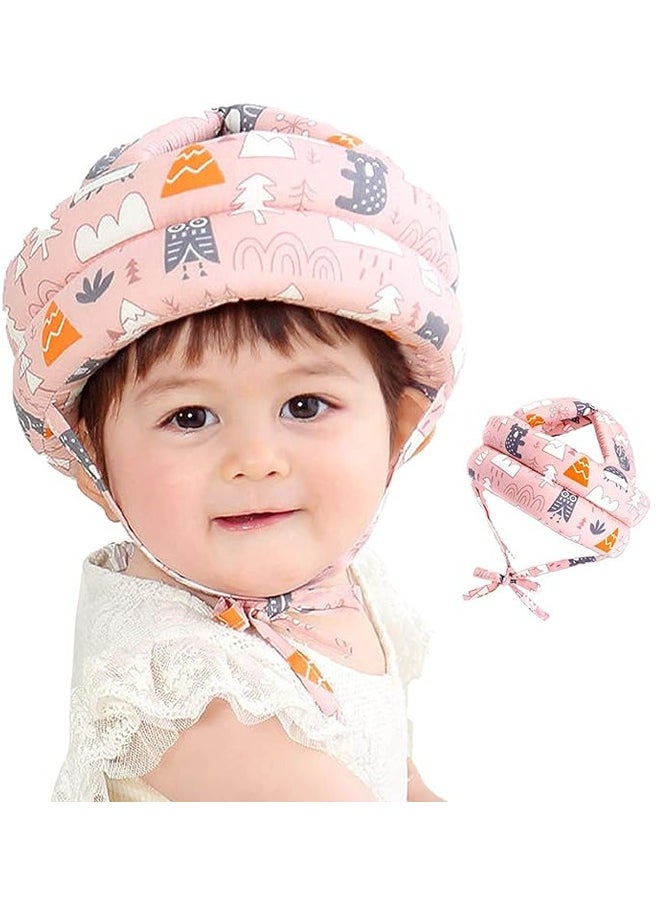 Baby Safety Helmet Infant Head Protector, Adjustable Soft Cap for Crawling Walking Running, Anti-Collision Breathable Lightweight Protection, Breathable Version Pink