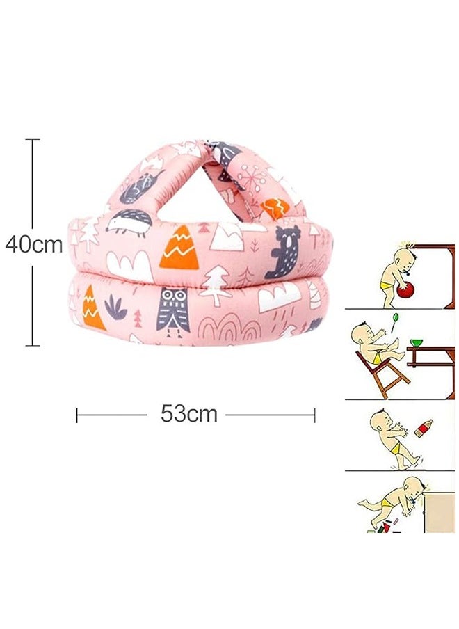 Baby Safety Helmet Infant Head Protector, Adjustable Soft Cap for Crawling Walking Running, Anti-Collision Breathable Lightweight Protection, Breathable Version Pink