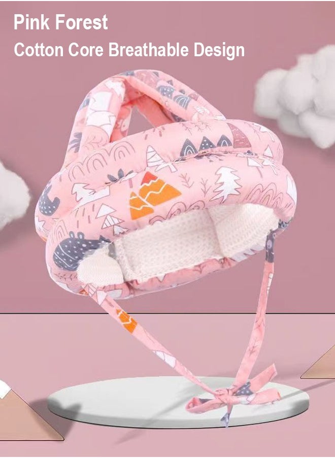 Baby Safety Helmet Infant Head Protector, Adjustable Soft Cap for Crawling Walking Running, Anti-Collision Breathable Lightweight Protection, Breathable Version Pink