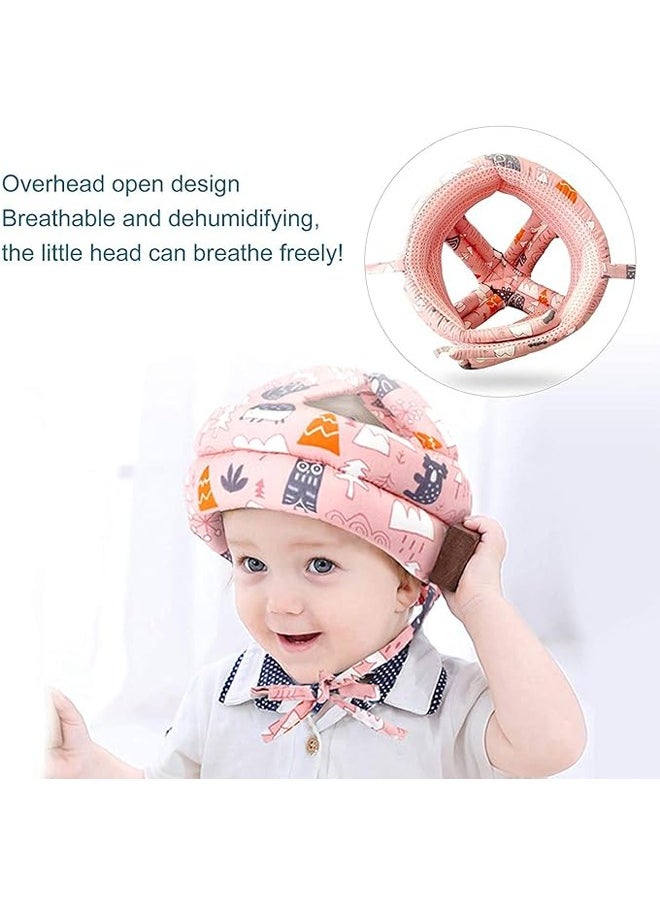 Baby Safety Helmet Infant Head Protector, Adjustable Soft Cap for Crawling Walking Running, Anti-Collision Breathable Lightweight Protection, Breathable Version Pink
