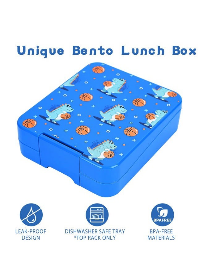 Howeemo Bento Lunch Box Set for Kids with 10oz Soup Thermo, Leak-Proof Lunch Containers with 4 Compartment, Kids Thermo Hot Food Jar and Insulated Lunch Bag for Kids to School,BPA-Free(Basketball) - Image 3