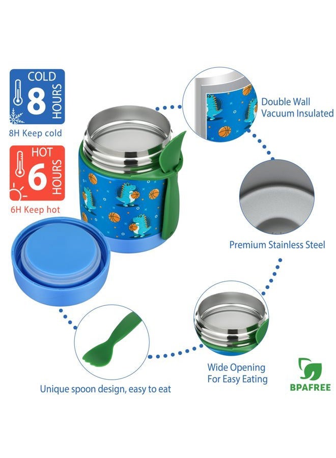 Howeemo Bento Lunch Box Set for Kids with 10oz Soup Thermo, Leak-Proof Lunch Containers with 4 Compartment, Kids Thermo Hot Food Jar and Insulated Lunch Bag for Kids to School,BPA-Free(Basketball) - Image 4