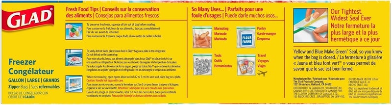 Glad Zipper Freezer Storage Plastic Bags, Gallon Size, 30 Count - Extra Thick and Durable - Image 3