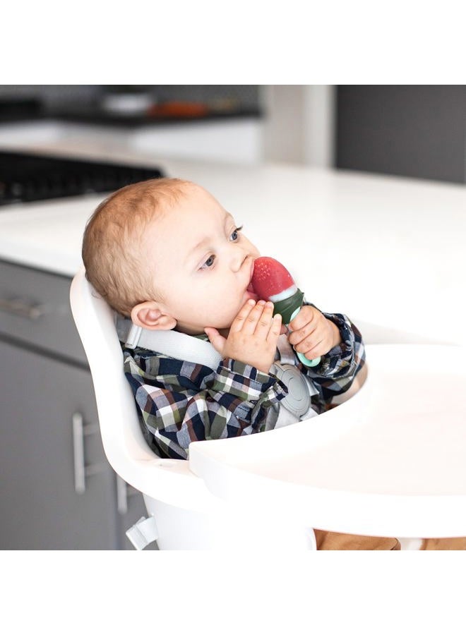 BOON Pulp Silicone Baby Feeder -Soft & Safe Self-Feeding for Infants & Toddlers - Food & Fruit Dispenser, Ideal for Toodler Led Weaning Supplies - New Born Feeding Essentials - Green/Grey - 1 Count - Image 5