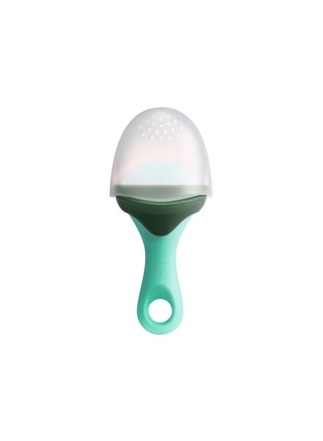 BOON Pulp Silicone Baby Feeder -Soft & Safe Self-Feeding for Infants & Toddlers - Food & Fruit Dispenser, Ideal for Toodler Led Weaning Supplies - New Born Feeding Essentials - Green/Grey - 1 Count - Image 1