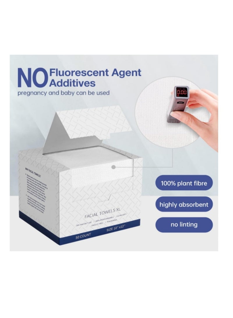 43℃ عبوة واحدة (٥٠ منديلًا) مناديل تنظيف، ١٠٠٪ مناديل وجه بيولوجية معتمدة من وزارة الزراعة الأمريكية، للاستخدام مرة واحدة، مناديل لإزالة المكياج، ناعمة جدًا للبشرة الحساسة. - Image 1