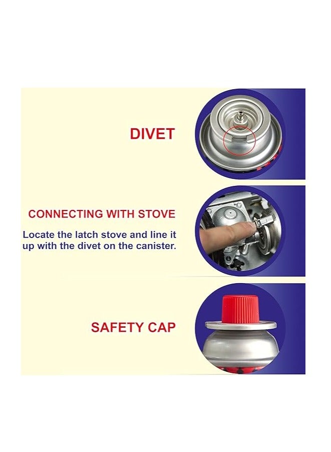 Asmaco Butane Gas -12 pieces -Butane Gas Cartridge for Camping Stoves, Torch Light, Picnic Stove- HIGH Performance Gas Mix | Butane GAS for  Portable Stoves-220gm - Image 3