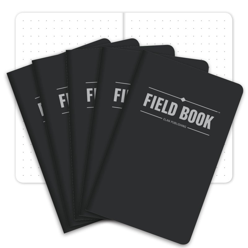 Elan Publishing Company Field Notebook/Pocket Journal - 3.5"x5.5" - Black - Dot Graph Memo Book - Pack of 5 - Image 1