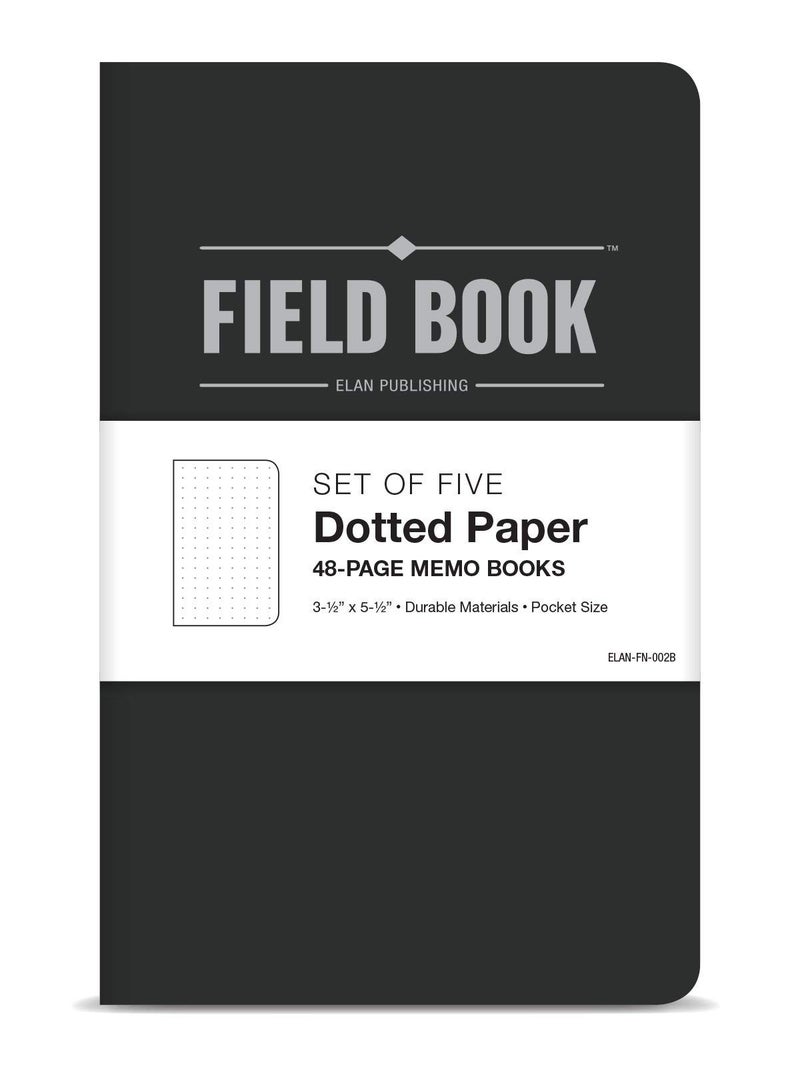 Elan Publishing Company Field Notebook/Pocket Journal - 3.5"x5.5" - Black - Dot Graph Memo Book - Pack of 5 - Image 2
