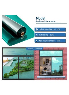 SYOSI Heat Control Window Film Window Tint Sun Blocking Blackout and UV Protection one-Way Privacy Mirror Reflective Film Explosion-Proof Premium PET Material Comet Green 60 * 200cm  - Image 2