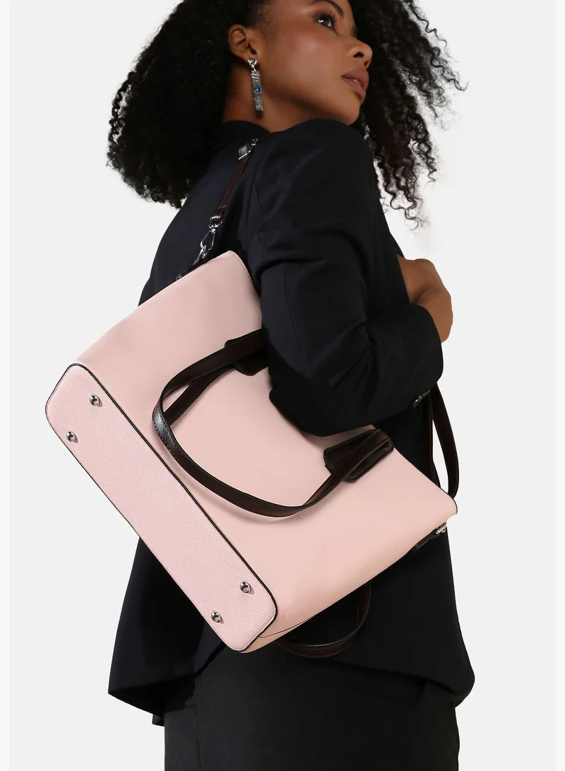 Haute Sauce Solid Zip Lock Regular Faux Leather Hand Bag with Detachable Strap For Women