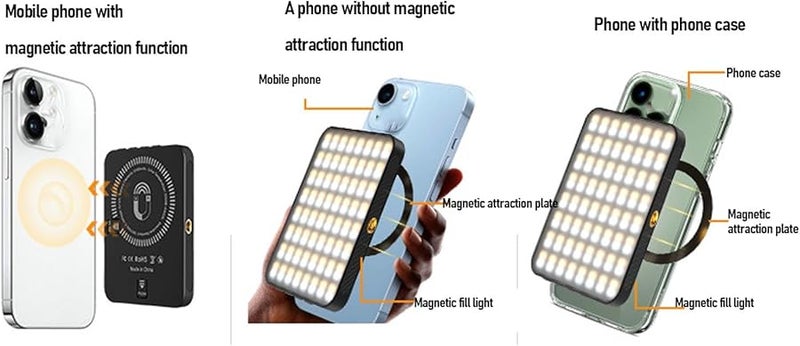 Magnetic Selfie Light 128 LED 3 Colors 10 Brightness Levels Clip For Phone Tablet Laptop - Image 5