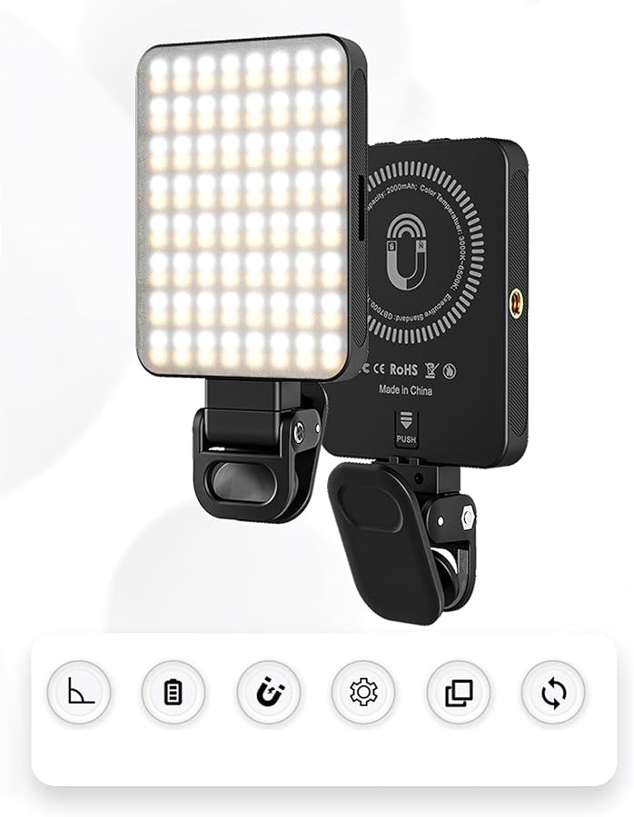 Magnetic Selfie Light 128 LED 3 Colors 10 Brightness Levels Clip For Phone Tablet Laptop - Image 2