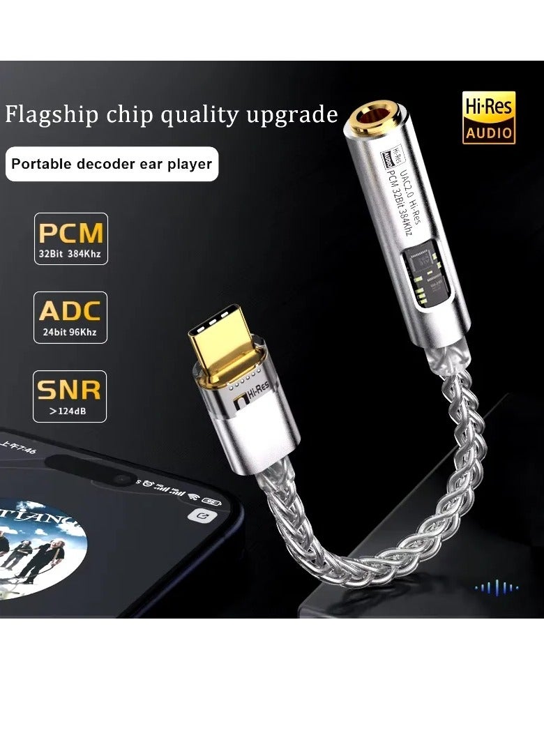 BA23 Digital to Analog Converter Adapter Type-C to 3.5mm AUX Jack for Digital Audio Decoder Portable Headphone Amplifier - Image 2