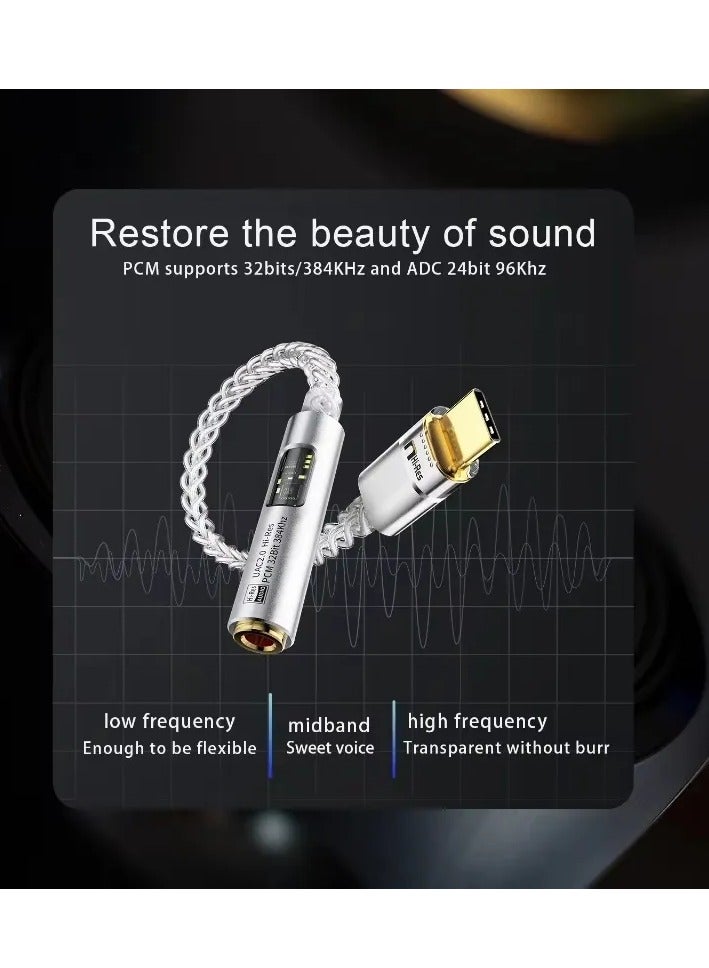 BA23 Digital to Analog Converter Adapter Type-C to 3.5mm AUX Jack for Digital Audio Decoder Portable Headphone Amplifier - Image 3