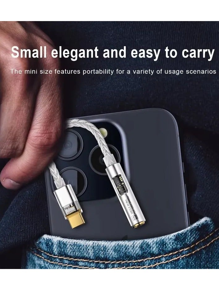 BA23 Digital to Analog Converter Adapter Type-C to 3.5mm AUX Jack for Digital Audio Decoder Portable Headphone Amplifier - Image 4