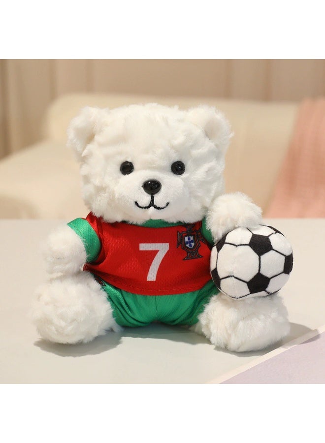 2026 كأس العالم لكرة القدم كندا-الولايات المتحدة-المكسيك دمية دب - دمية دب لطيفة مستوحاة من كرة القدم، مجهزة بكرة قدم. إنها هدية مثالية للمشجعين والأطفال.