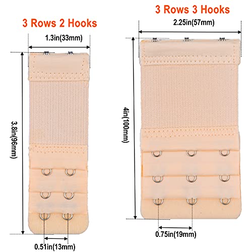 Tiousoni 6 Pieces Women's Bra Extenders 2 Hook / 3 Hook Comfortable Stretchy Bra Extension Strap (Black, White, Nude) - Image 2