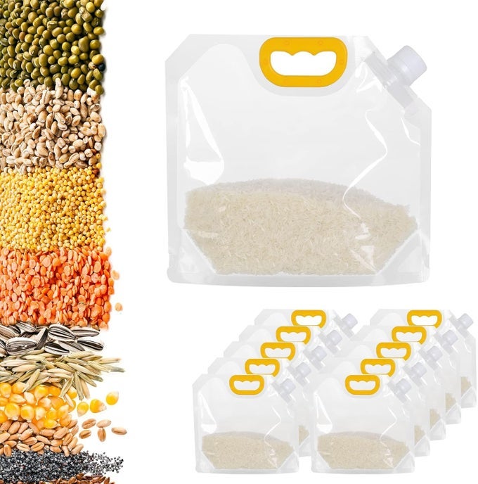 15L GRAIN MOISTUREPROOF SEALED BAG 10 PCS REUSABLE TRANSPARENT GRAIN STORAGE SUCTION RESEALABLE AIRTIGHT SMELL PROOF PACKAGING BAGGIES FOR MULTIPURPOSE FOOD STORAGE