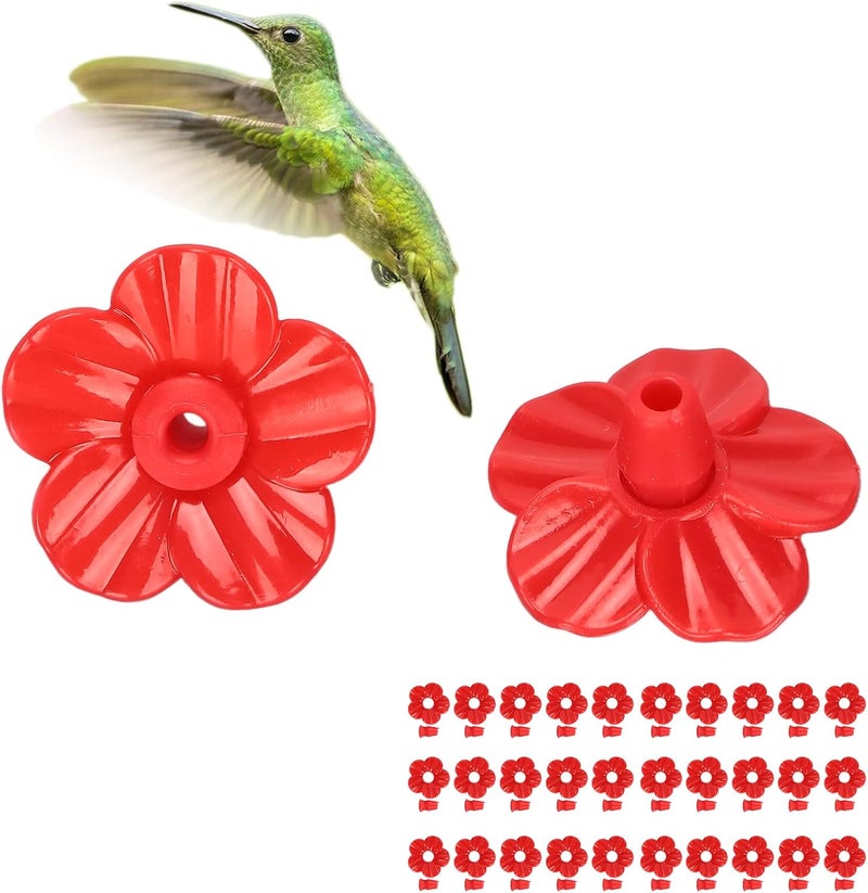 klarako Hummingbird Feeder Part, 30Pcs Hummingbird Feeder Replacement Flowers Feeding Ports Replaceable More Bird Feeder Decorative Flower (Red) - Image 4