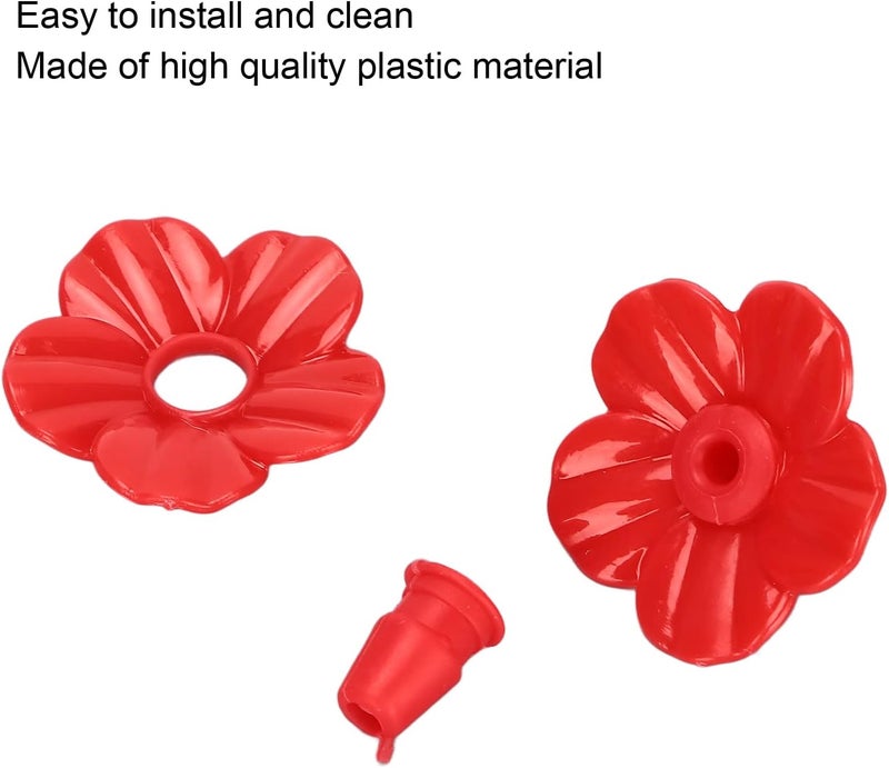 klarako Hummingbird Feeder Part, 30Pcs Hummingbird Feeder Replacement Flowers Feeding Ports Replaceable More Bird Feeder Decorative Flower (Red) - Image 3