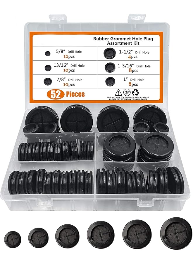 promass 6 Sizes Rubber Grommet, Double Sided Round Rubber Hole Plug, Drill Hole 5/8" 13/16" 7/8" 1" 1-3/16" 1-1/2" - Image 1