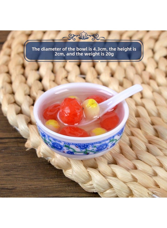xozgdovg Chinese Style Small Gifts PVC Simulation Blue And White Porcelain Small Bowl Of Vegetable Noodles Microminiature Food Play Simulation Food Model Grab Week-Color:【model】 Red Dates And Lotus Seeds Soup  - Image 1
