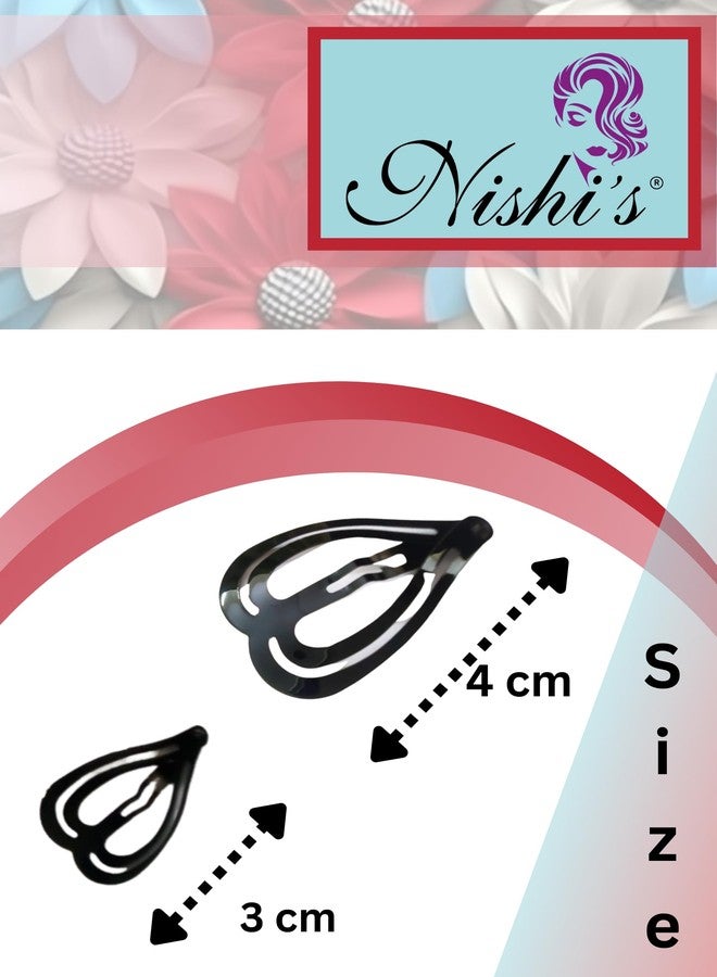 Nishi's® - (Pack of 24) Combo Heart Shape Tic Tac Hair Clips of Regular And Small Size, Black Glossy Metal Tik Tak Hair Accessories For Women, Heart Shape Tick Tack For Girls For Stylish Look - Image 3