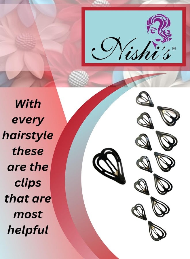 Nishi's® - (Pack of 24) Combo Heart Shape Tic Tac Hair Clips of Regular And Small Size, Black Glossy Metal Tik Tak Hair Accessories For Women, Heart Shape Tick Tack For Girls For Stylish Look - Image 5
