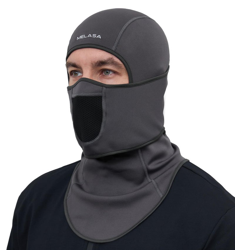 MELASA Winter Balaclava Face Mask for Cold Weather Thermal Fleece Ski Mask with Movable Face Cover for Outdoor Work Skiing Grey - Image 1