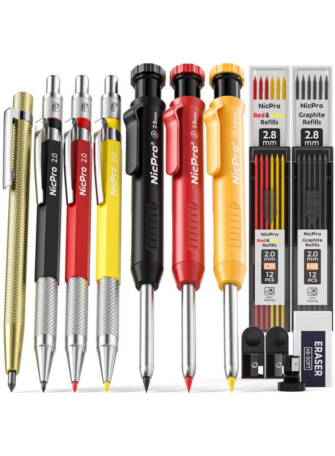 نيكبرو مجموعة أقلام رصاص ميكانيكية مكونة من 16 قطعة مع 42 قلم إعادة تعبئة وأداة كتابة من الكربيد وأقلام رصاص للبناء وأقلام رصاص نجارة شديدة التحمل للمهندس المعماري - Image 1