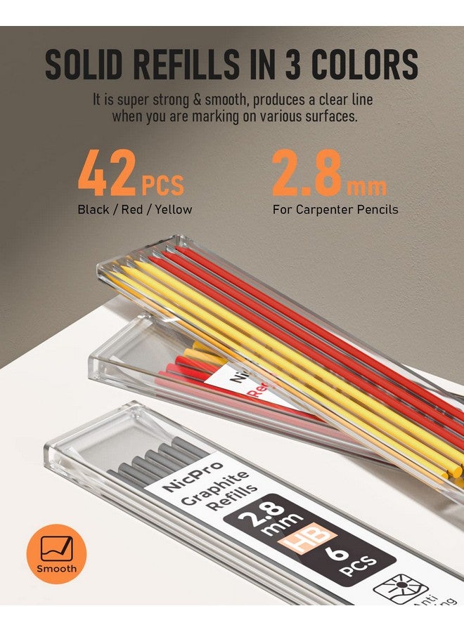 نيكبرو مجموعة أقلام رصاص ميكانيكية مكونة من 16 قطعة مع 42 قلم إعادة تعبئة وأداة كتابة من الكربيد وأقلام رصاص للبناء وأقلام رصاص نجارة شديدة التحمل للمهندس المعماري - Image 4