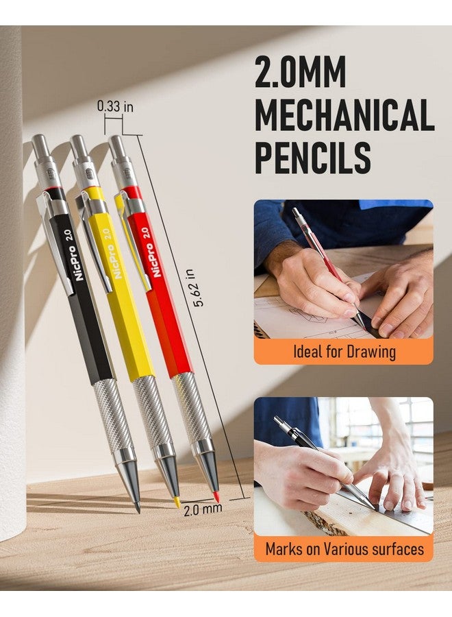 نيكبرو مجموعة أقلام رصاص ميكانيكية مكونة من 16 قطعة مع 42 قلم إعادة تعبئة وأداة كتابة من الكربيد وأقلام رصاص للبناء وأقلام رصاص نجارة شديدة التحمل للمهندس المعماري - Image 5