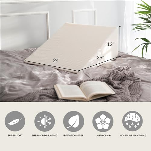 PlanetofBamboo Bamboo Viscose Top Layer Wedge Pillow Case Cover 25" L x 24" W x 12" H, Moisture-Wicking, Cooling and Breathable Wedge Pillow Cover with Zipper - Image 4