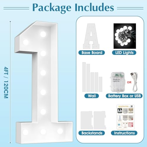 Ledido 4FT Marquee Light Up Numbers 16, Marquee Numbers 4 Feet Tall for Birthday, Anniversary,Graduation Party Decorations,Big 16th Birthday Number for Party Decor,Cool White Large Lighted Number 16 - Image 2