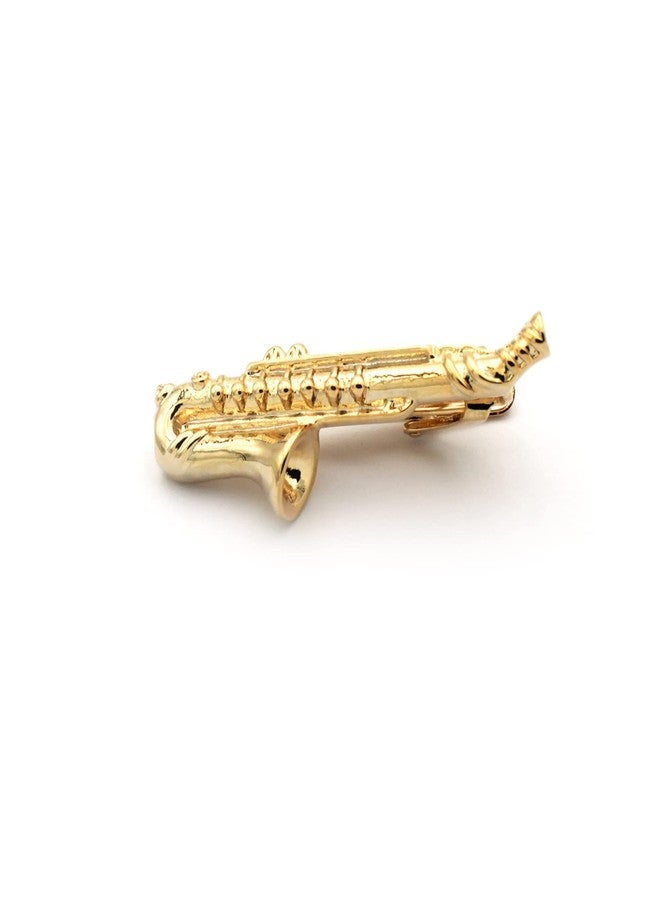 Vcufflinks Gold Saxophone Cuff Links Musician Jazz Lover Cufflinks and Tie-Clip Set - Image 2