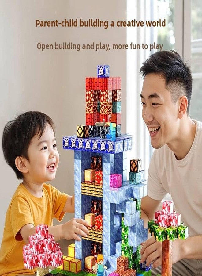 Lefan 148+ PCS Magnetic Building Blocks Set with 15+ Characters, Creative 3D Cube Construction Toy with Storage Box for Kids, Educational STEM Building Toy for Boys & Girls - Image 5