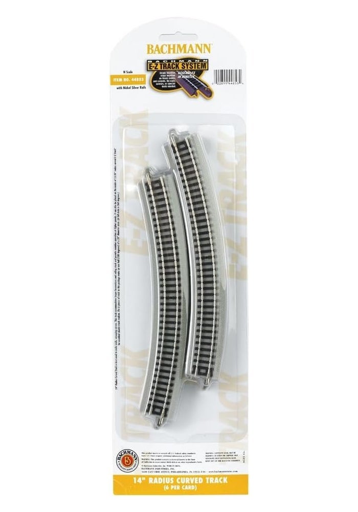 Bachmann E-Z Track 14" Radius Curved Track Set - N Scale (6 Pieces)