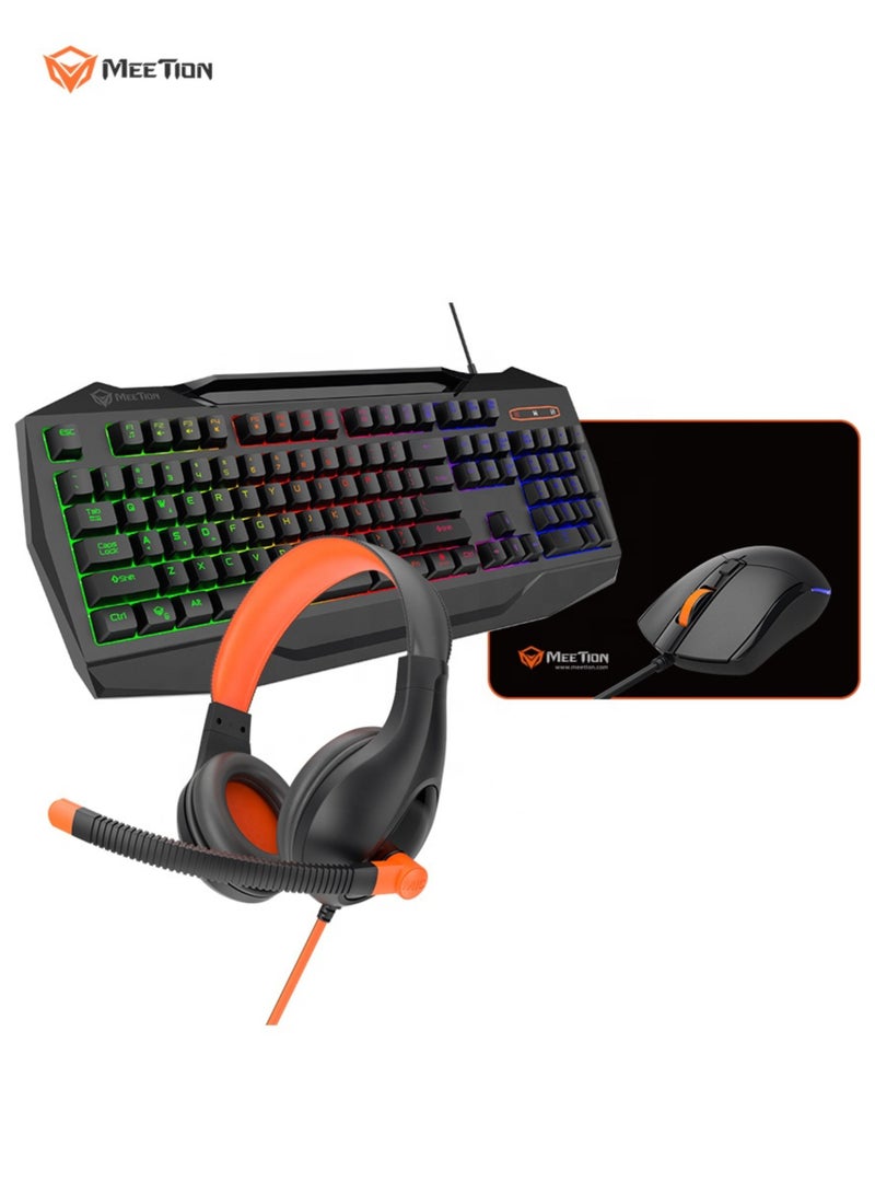 Meetion C490 Gaming Combo – Wired Keyboard, Mouse, Headset & Mouse Pad 4-in-1 PC Gaming Kit - Image 1