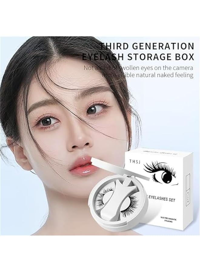 Generic Krafty Magnetic Eyelashes with Applicator, Giani Double Sided Natural Look No Glue Eyeliner Free Reusable Missglam Lashes Easy Wear Em02  - Image 3