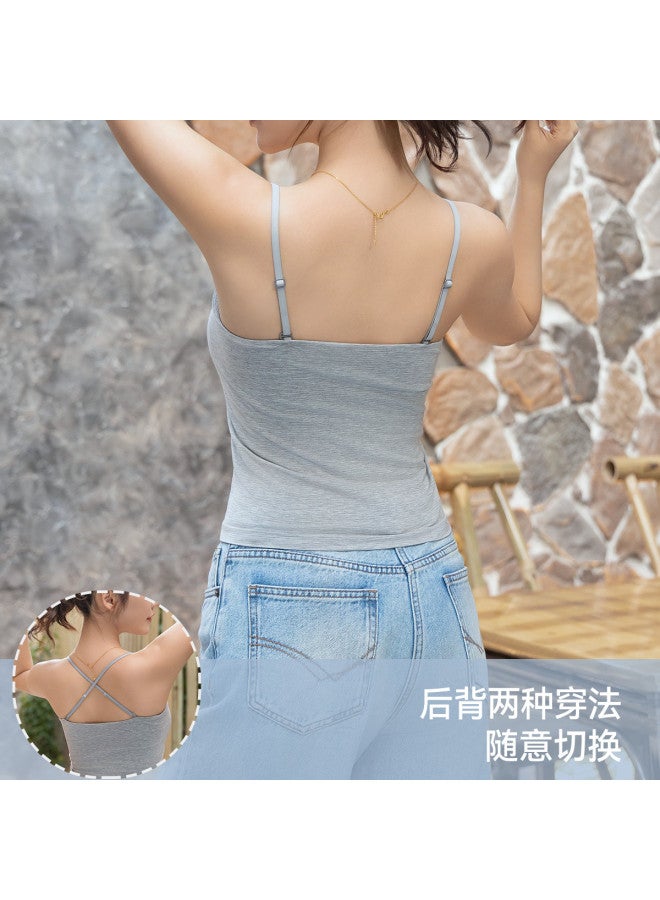 MIIOW High-Elasticity Strappy Camisole With Removable Pads, Cross-Back Design For Layering Or Outerwear - Image 4