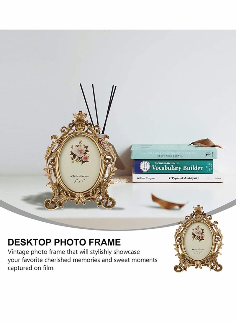 Picture Frames, European Style Vintage Oval Antique Photo Frame for Living Room Decor Wall Gallery or Tabletop Display(7 Inches) - Image 3