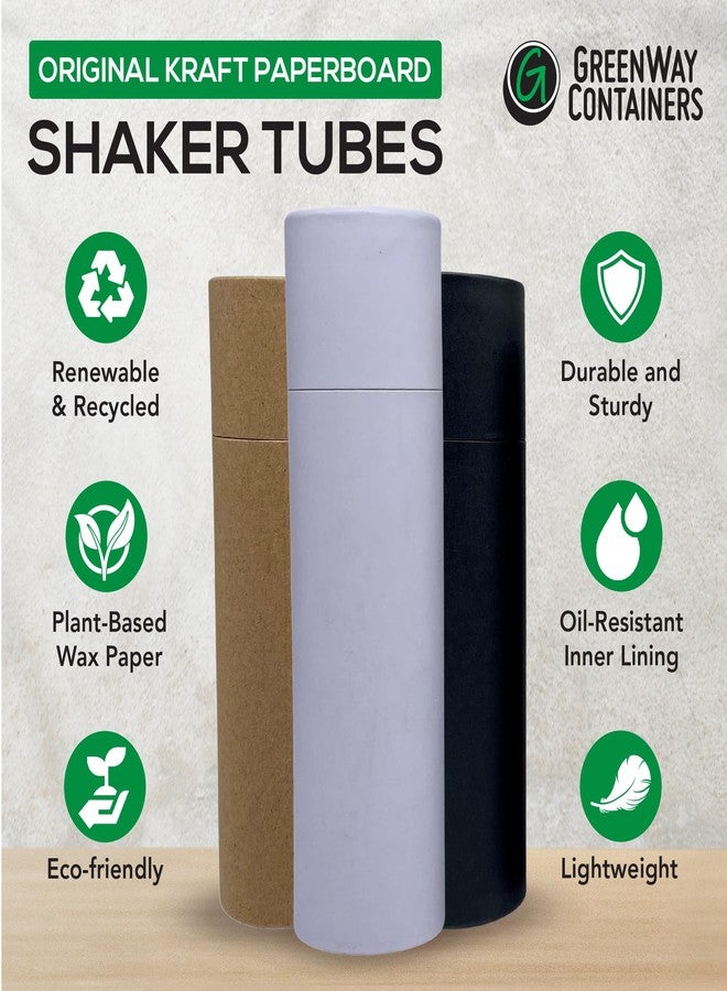 GREENWAY CONTAINERS GreenWay 4oz / 115g Small Kraft Paper Shaker Tubes with Sifters & Lids - 10 Pack Biodegradable Containers for Powdered Cosmetics - Fully Compostable Spice Sifting Tubes - Brown - Image 2