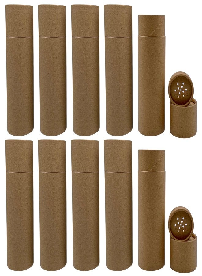 GREENWAY CONTAINERS GreenWay 4oz / 115g Small Kraft Paper Shaker Tubes with Sifters & Lids - 10 Pack Biodegradable Containers for Powdered Cosmetics - Fully Compostable Spice Sifting Tubes - Brown - Image 1