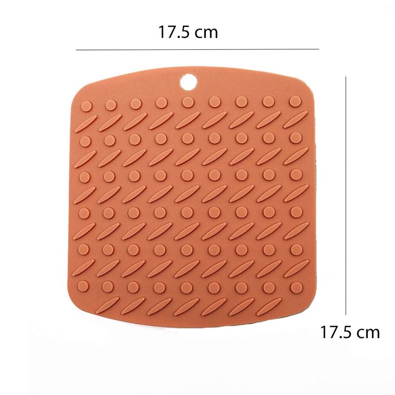 P Plus Fire Silicone Trivets for Hot Dishes and Hot Pot Holders Silicone Heat Resistant Mats Silicone Trivet for Hot Pots Non-Slip Hot Pad (Brown, Set of 6) - Image 2