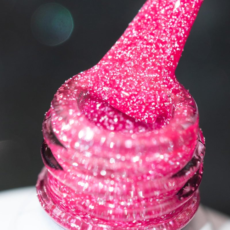 BURANO Hot Pink Reflective Glitter Gel Nail Polish, UV LED 7.3ml Sparkle Nail Polish Holographic Glitter Gel Curing Need for DIY Home S5 - Image 1