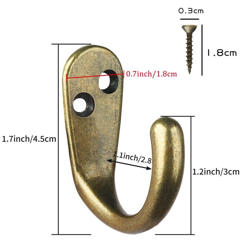 IBosins 15PCS Coat Hooks Wall Mounted Single Prong Robe Hook for Hanging Towel Hooks with 30 Screws for Bags, Hat, Cap, Scarf, Cup - Image 3